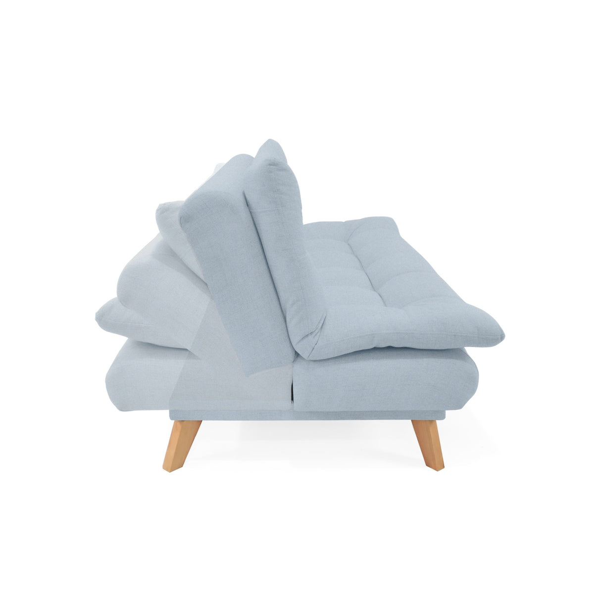 Sofá Cama Munich Plata Eureka y Matiz Natural 180x85cm de Tres Puestos Reclinable sin Apoya Brazos