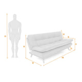 Sofá Cama Munich Plata Eureka y Matiz Natural 180x85cm de Tres Puestos Reclinable sin Apoya Brazos