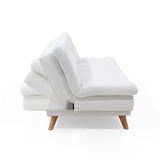 Sofá Cama Munich Blanco Shaggy y Matiz Natural 180x85cm de Tres Puestos Reclinable sin Apoya Brazos