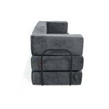 Sofá Cama Nablus Gris Sky y Metálico Negro 196x68cm de Tres Puestos sin Apoya Brazos