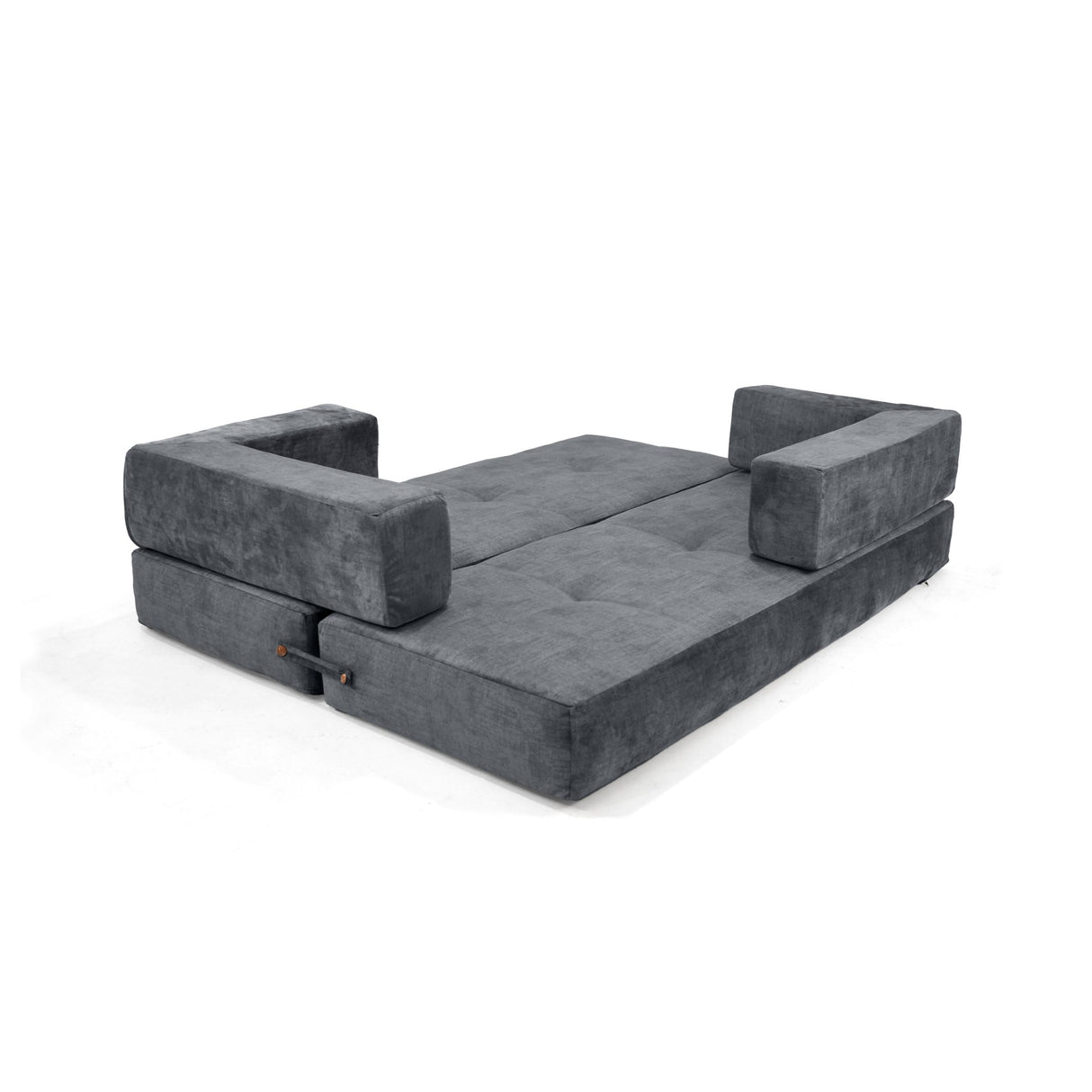 Sofá Cama Nablus Gris Sky y Metálico Negro 196x68cm de Tres Puestos sin Apoya Brazos