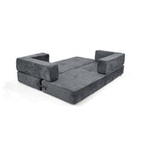 Sofá Cama Nablus Gris Sky y Metálico Negro 196x68cm de Tres Puestos sin Apoya Brazos