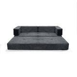 Sofá Cama Nablus Gris Sky y Metálico Negro 196x68cm de Tres Puestos sin Apoya Brazos