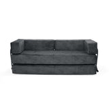 Sofá Cama Nablus Gris Sky y Metálico Negro 196x68cm de Tres Puestos sin Apoya Brazos