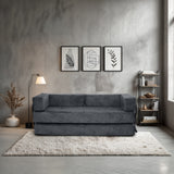 Sofá Cama Nablus Gris Sky y Metálico Negro 196x68cm de Tres Puestos sin Apoya Brazos