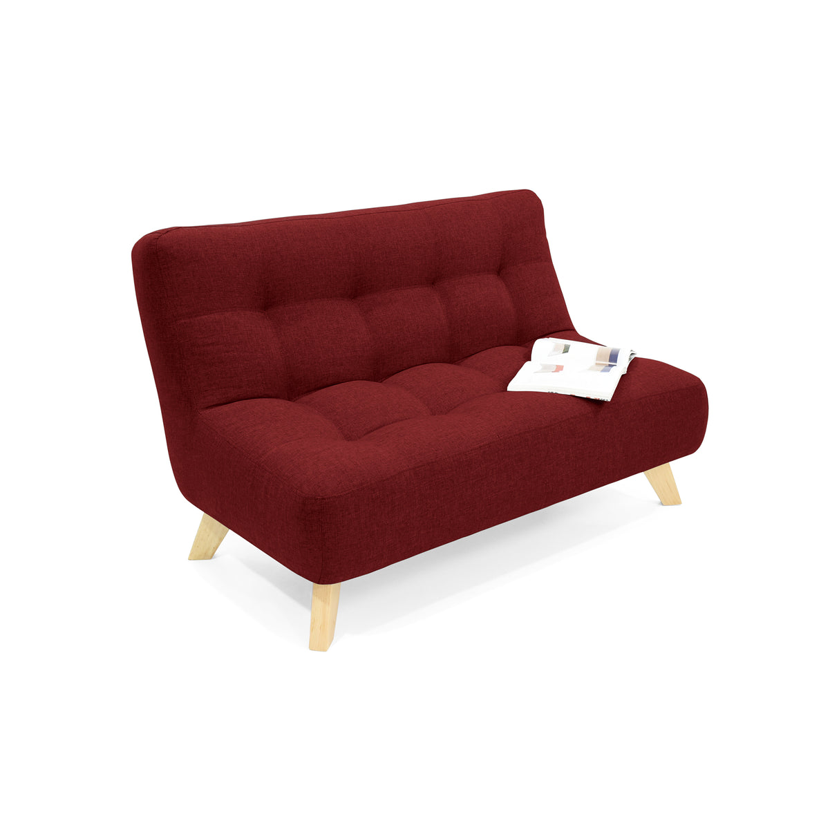 Sofá Navara Rojo Duster y Matiz Natural 121x82cm de Dos Puestos sin Apoya Brazos