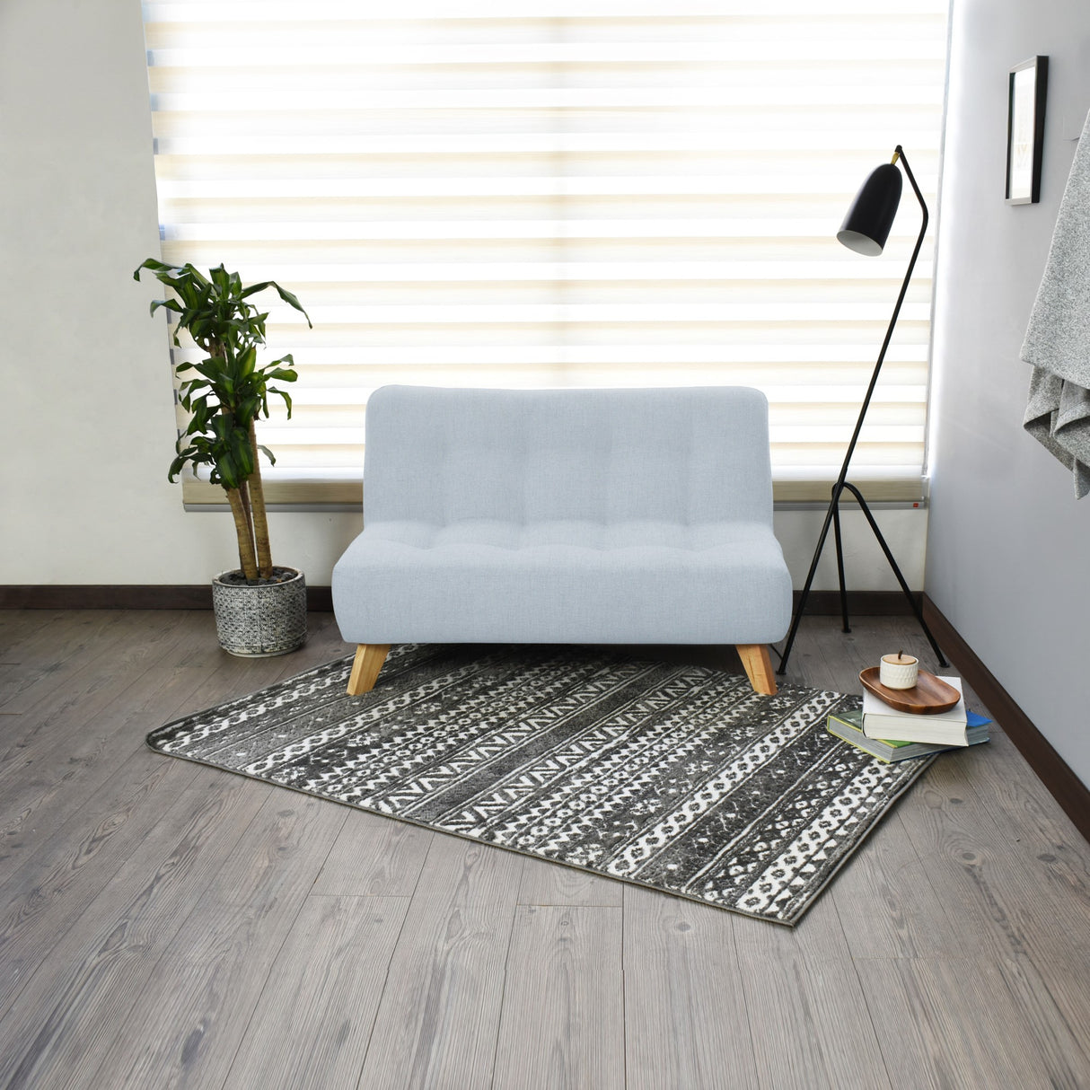 Sofá Navara Plata Eureka y Matiz Natural 121x82cm de Dos Puestos sin Apoya Brazos