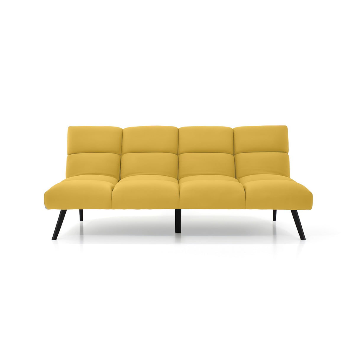Sofá Cama Nivala Mostaza Denver y Metálico Negro 187x83cm de Tres Puestos Reclinable sin Apoya Brazos