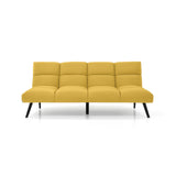 Sofá Cama Nivala Mostaza Denver y Metálico Negro 187x83cm de Tres Puestos Reclinable sin Apoya Brazos