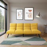 Sofá Cama Nivala Mostaza Denver y Metálico Negro 187x83cm de Tres Puestos Reclinable sin Apoya Brazos