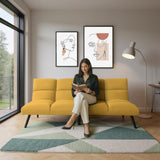 Sofá Cama Nivala Mostaza Denver y Metálico Negro 187x83cm de Tres Puestos Reclinable sin Apoya Brazos