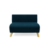 Sofá Nova Azul Duster y Matiz Natural 100x70cm de Dos Puestos sin Apoya Brazos