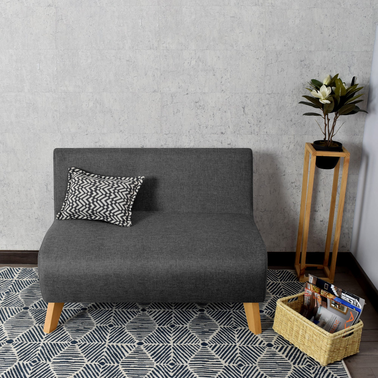 Sofá Nova Gris Duster y Matiz Natural 100x70cm de Dos Puestos sin Apoya Brazos