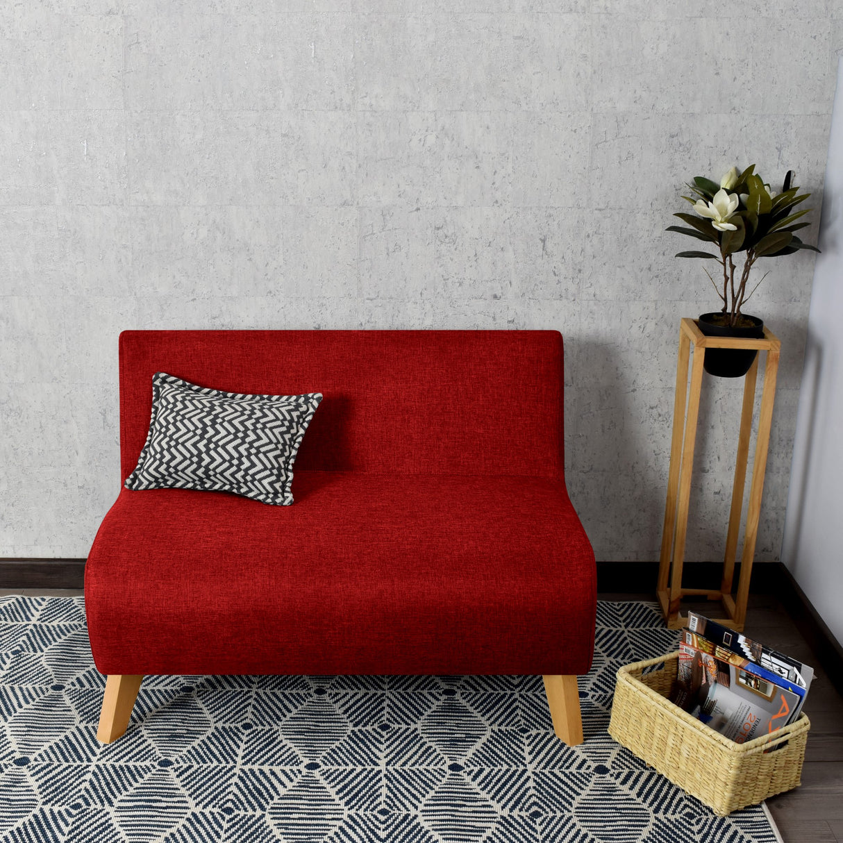 Sofá Nova Rojo Duster y Matiz Natural 100x70cm de Dos Puestos sin Apoya Brazos