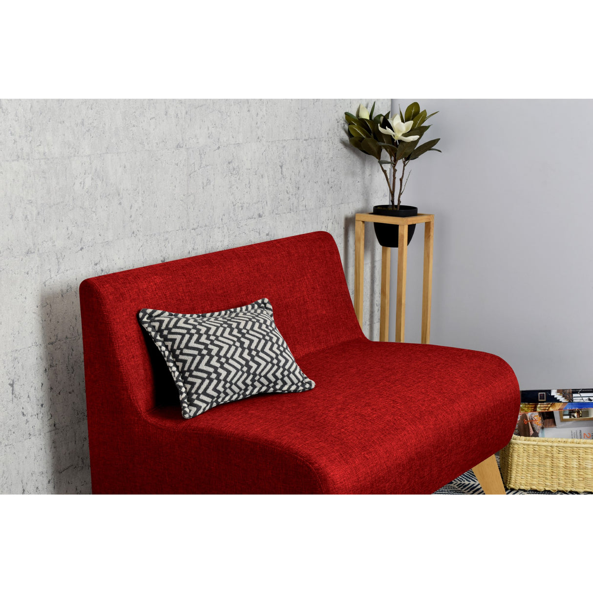 Sofá Nova Rojo Duster y Matiz Natural 100x70cm de Dos Puestos sin Apoya Brazos