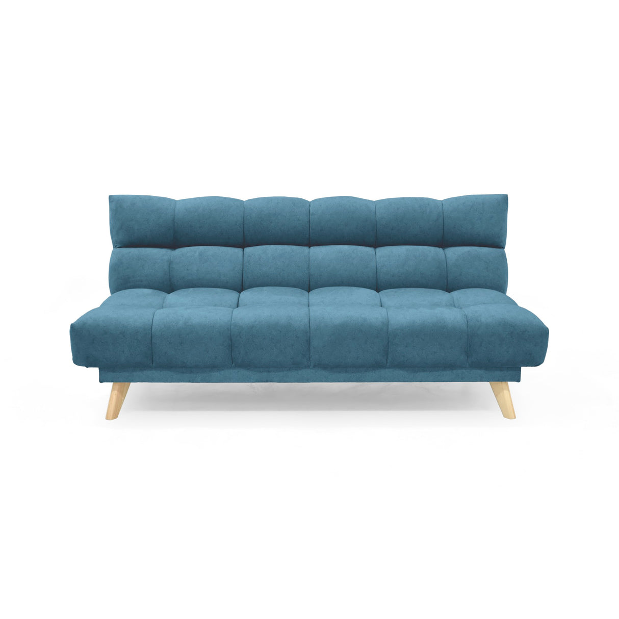 Sofá Cama Nubo Azul Sky y Matiz Natural 178x82cm de Tres Puestos Reclinable sin Apoya Brazos