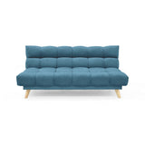 Sofá Cama Nubo Azul Sky y Matiz Natural 178x82cm de Tres Puestos Reclinable sin Apoya Brazos