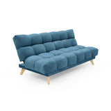 Sofá Cama Nubo Azul Sky y Matiz Natural 178x82cm de Tres Puestos Reclinable sin Apoya Brazos