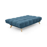 Sofá Cama Nubo Azul Sky y Matiz Natural 178x82cm de Tres Puestos Reclinable sin Apoya Brazos
