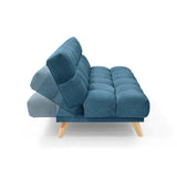 Sofá Cama Nubo Azul Sky y Matiz Natural 178x82cm de Tres Puestos Reclinable sin Apoya Brazos