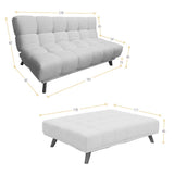 Sofá Cama Nubo Azul Sky y Matiz Natural 178x82cm de Tres Puestos Reclinable sin Apoya Brazos