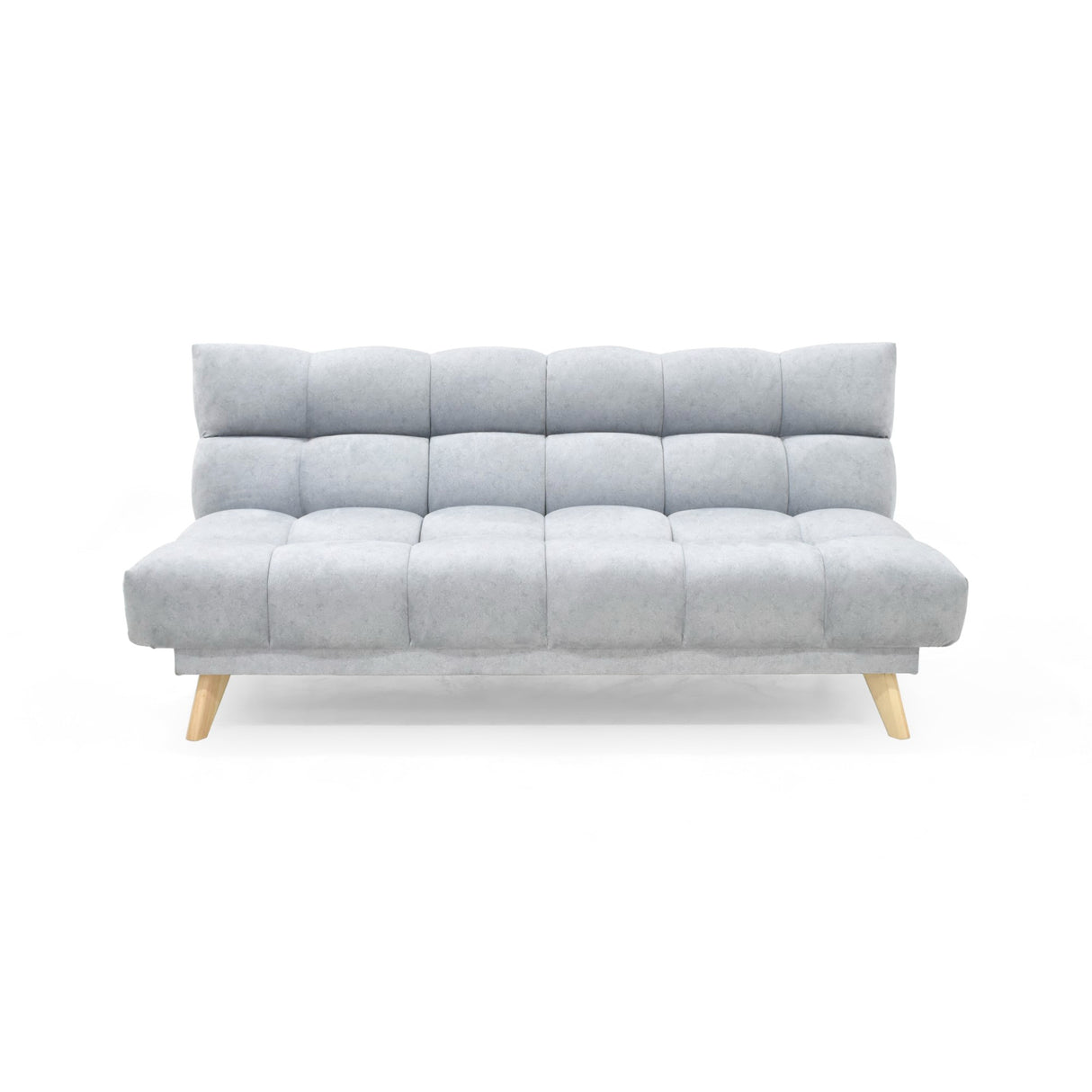 Sofá Cama Nubo Plata Sky y Matiz Natural 178x82cm de Tres Puestos Reclinable sin Apoya Brazos