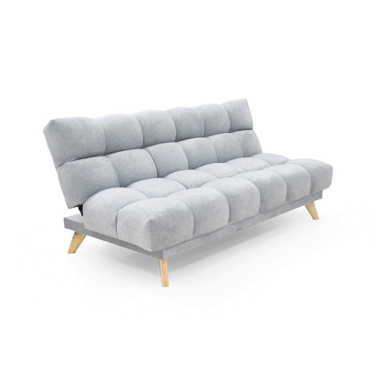 Sofá Cama Nubo Plata Sky y Matiz Natural 178x82cm de Tres Puestos Reclinable sin Apoya Brazos