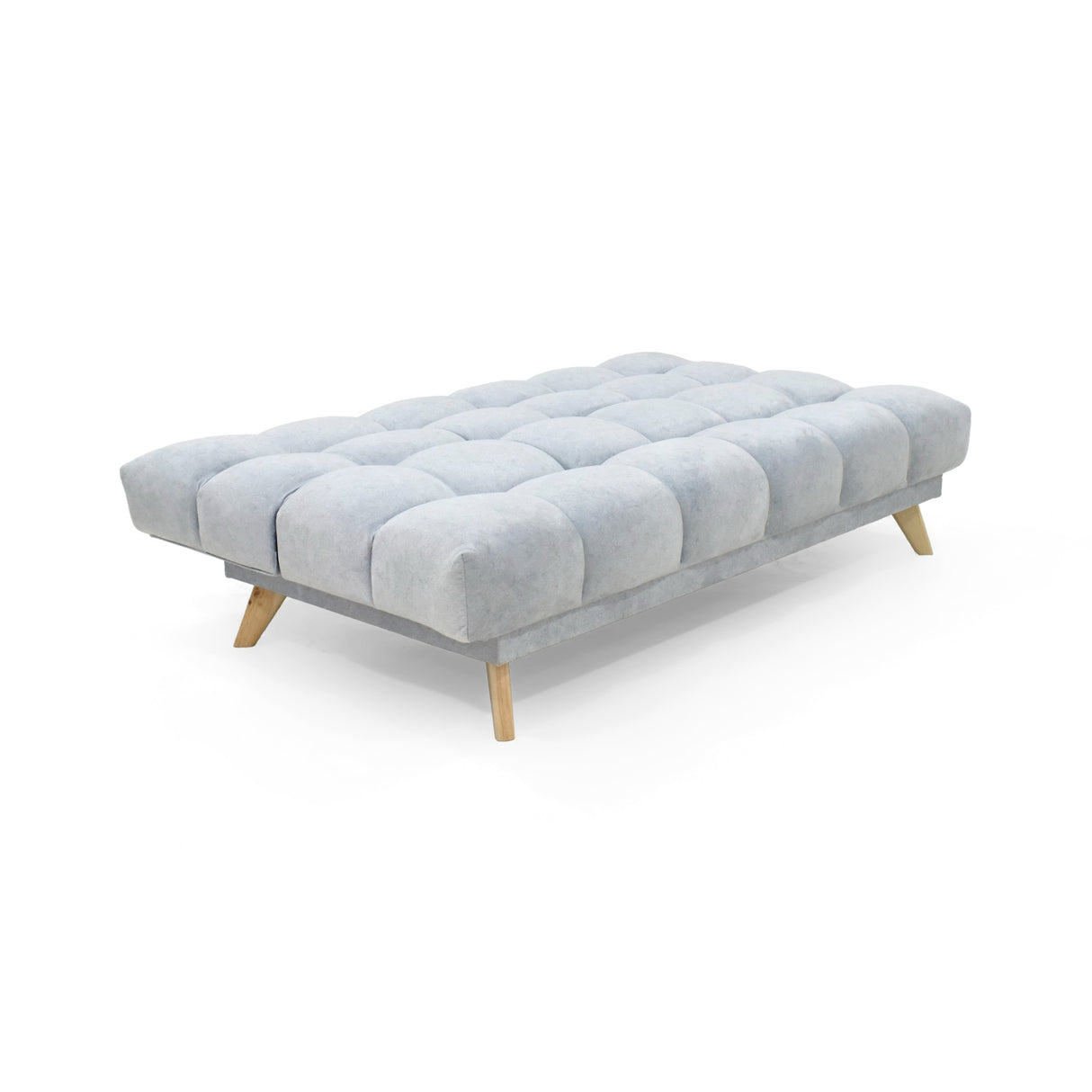 Sofá Cama Nubo Plata Sky y Matiz Natural 178x82cm de Tres Puestos Reclinable sin Apoya Brazos