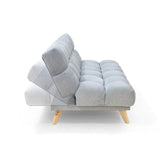 Sofá Cama Nubo Plata Sky y Matiz Natural 178x82cm de Tres Puestos Reclinable sin Apoya Brazos