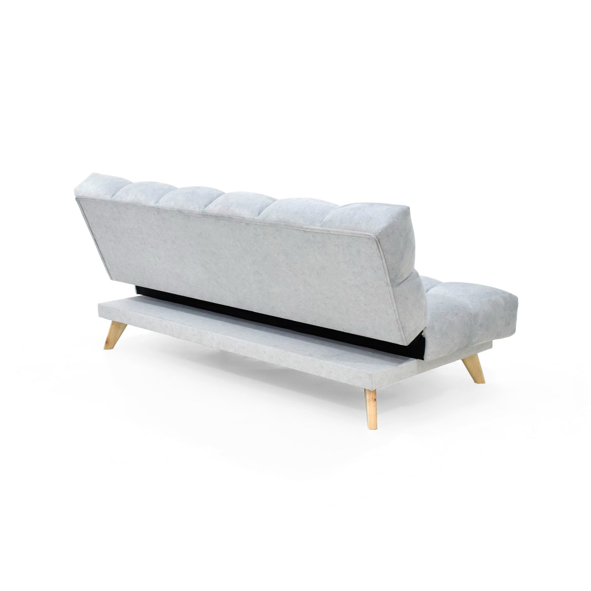 Sofá Cama Nubo Plata Sky y Matiz Natural 178x82cm de Tres Puestos Reclinable sin Apoya Brazos