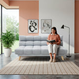 Sofá Cama Nubo Plata Sky y Matiz Natural 178x82cm de Tres Puestos Reclinable sin Apoya Brazos