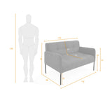 Sofá Olivia Gris Denver y Metálico Negro 116x76cm de Dos Puestos con Apoya Brazos