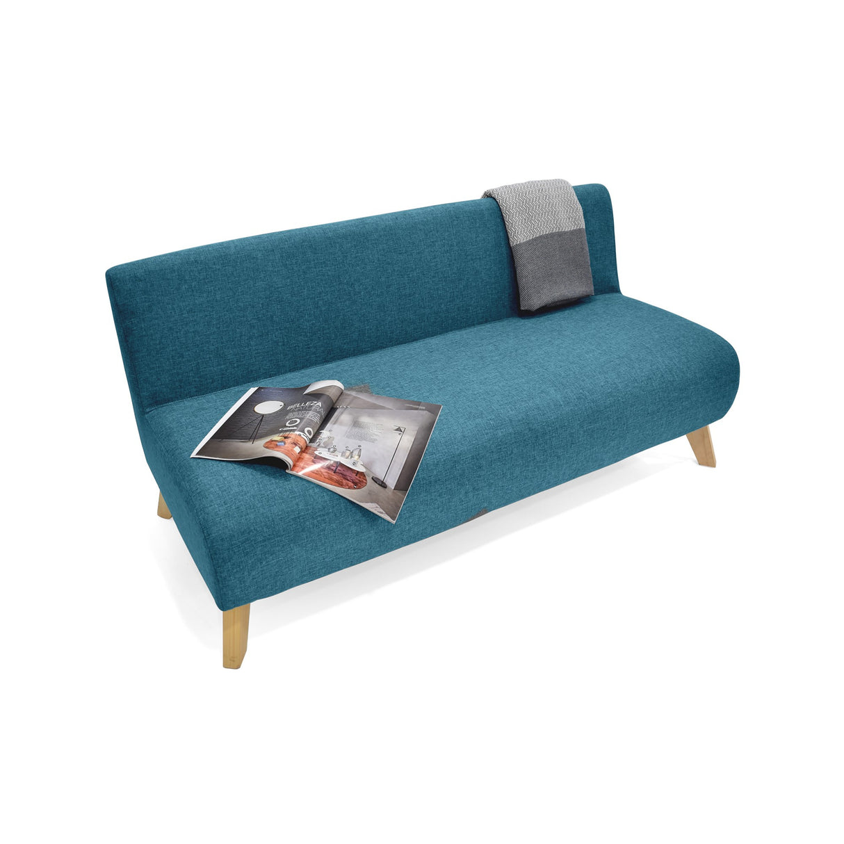 Sofá Oslo Azul Duster y Matiz Natural 150x70cm de Tres Puestos sin Apoya Brazos