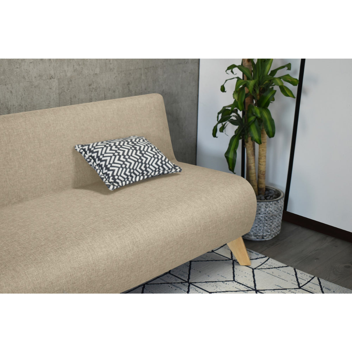 Sofá Oslo Beige Duster y Matiz Natural 150x70cm de Tres Puestos sin Apoya Brazos