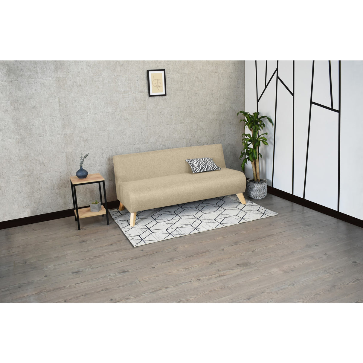 Sofá Oslo Beige Duster y Matiz Natural 150x70cm de Tres Puestos sin Apoya Brazos