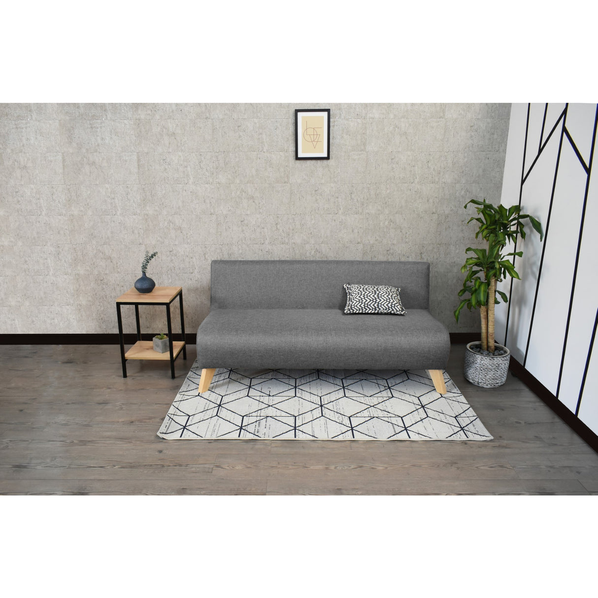 Sofá Oslo Gris Duster y Matiz Natural 150x70cm de Tres Puestos sin Apoya Brazos