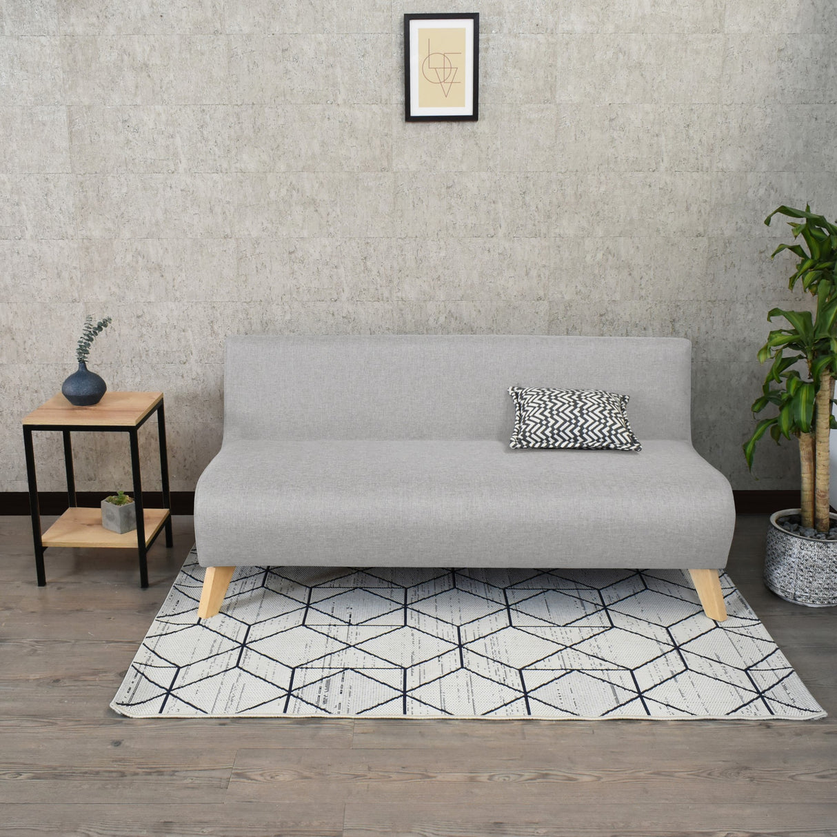 Sofá Oslo Plata Duster y Matiz Natural 150x70cm de Tres Puestos sin Apoya Brazos