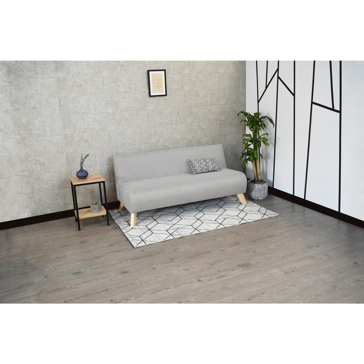 Sofá Oslo Plata Duster y Matiz Natural 150x70cm de Tres Puestos sin Apoya Brazos