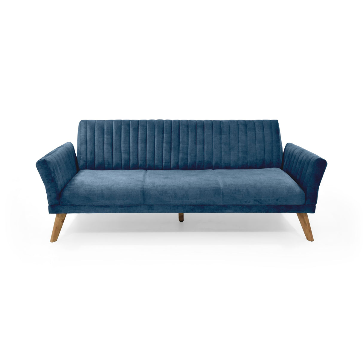 Sofá Cama Pensilvania Azul Sky y Matiz Caoba 205x87cm de Tres Puestos Reclinable con Apoya Brazos