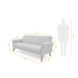 Sofá Cama Pensilvania Azul Sky y Matiz Caoba 205x87cm de Tres Puestos Reclinable con Apoya Brazos