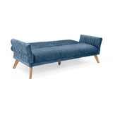 Sofá Cama Pensilvania Azul Sky y Matiz Caoba 205x87cm de Tres Puestos Reclinable con Apoya Brazos
