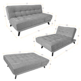 Sofá Cama Petra Gris Sky y Matiz Caoba 177x83cm de Tres Puestos Reclinable sin Apoya Brazos