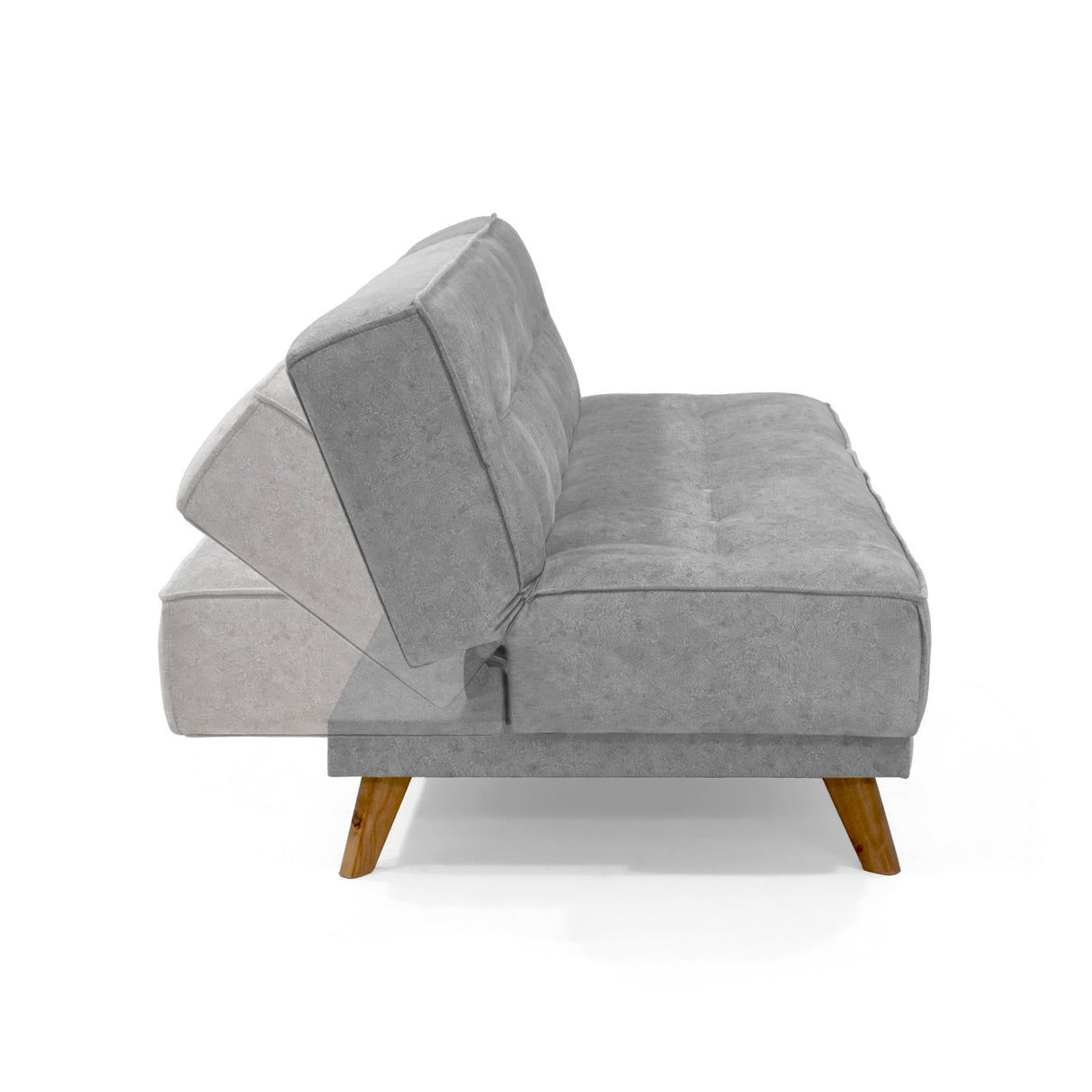 Sofá Cama Petra Gris Sky y Matiz Caoba 177x83cm de Tres Puestos Reclinable sin Apoya Brazos