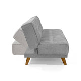 Sofá Cama Petra Gris Sky y Matiz Caoba 177x83cm de Tres Puestos Reclinable sin Apoya Brazos