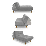 Sofá Cama Petra Gris Sky y Matiz Caoba 177x83cm de Tres Puestos Reclinable sin Apoya Brazos