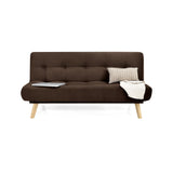 Sofá Cama Porto Chocolate Denver y Matiz Natural 182x85cm de Tres Puestos Reclinable sin Apoya Brazos