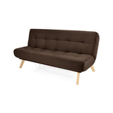 Sofá Cama Porto Chocolate Denver y Matiz Natural 182x85cm de Tres Puestos Reclinable sin Apoya Brazos
