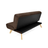 Sofá Cama Porto Chocolate Denver y Matiz Natural 182x85cm de Tres Puestos Reclinable sin Apoya Brazos
