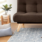 Sofá Cama Porto Chocolate Denver y Matiz Natural 182x85cm de Tres Puestos Reclinable sin Apoya Brazos
