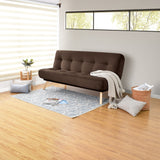 Sofá Cama Porto Chocolate Denver y Matiz Natural 182x85cm de Tres Puestos Reclinable sin Apoya Brazos